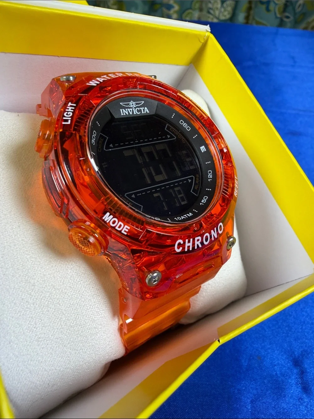 Invicta Orange Digital Chronograph Water-Resist Sport Watch